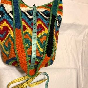 Handmade crotchet shoulder bag multicolor